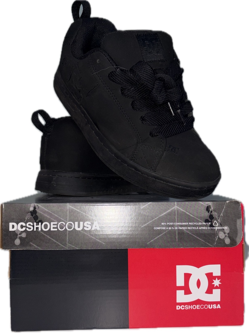 DC Kids Black Low-Top Skate Sneakers